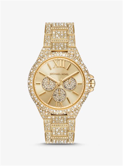 camille pave gold tone watch